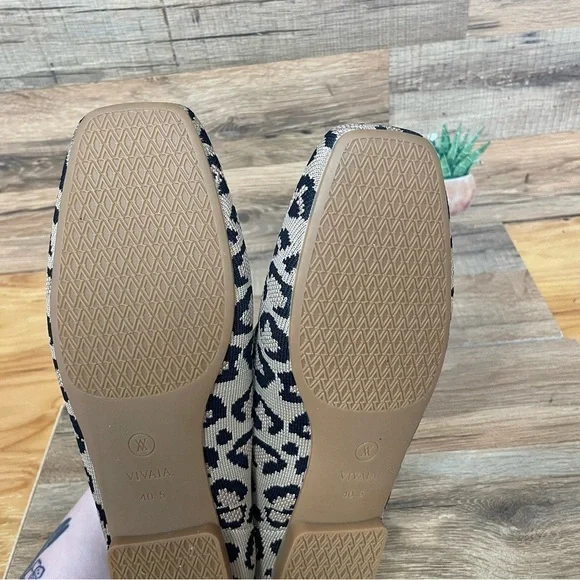 Vivaia Margot square toe V-cut ballet flats dark leopard women’s 9.5 - Picture 8 of 10